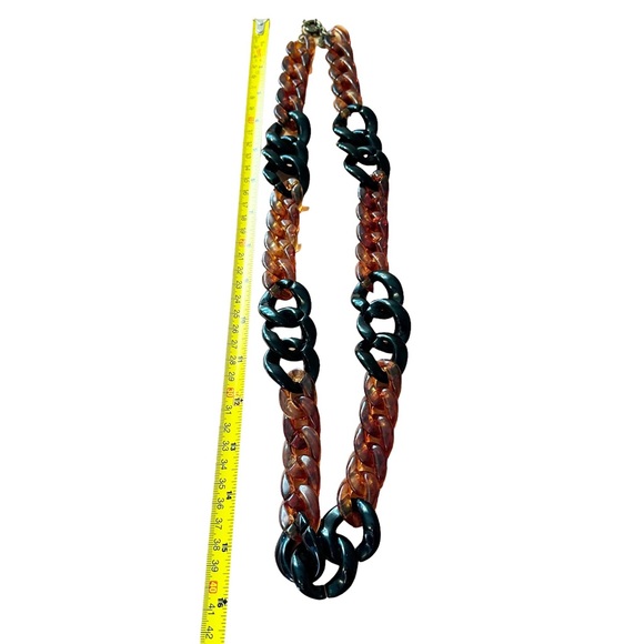 J. Crew Tortoise Shell Acrylic Chunky Chain Link Long Necklace - Picture 4 of 4